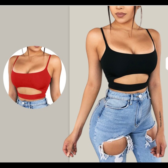 Sexy Slim Fit Spaghetti Strap Cut Out Crop Top - Picture 7 of 8